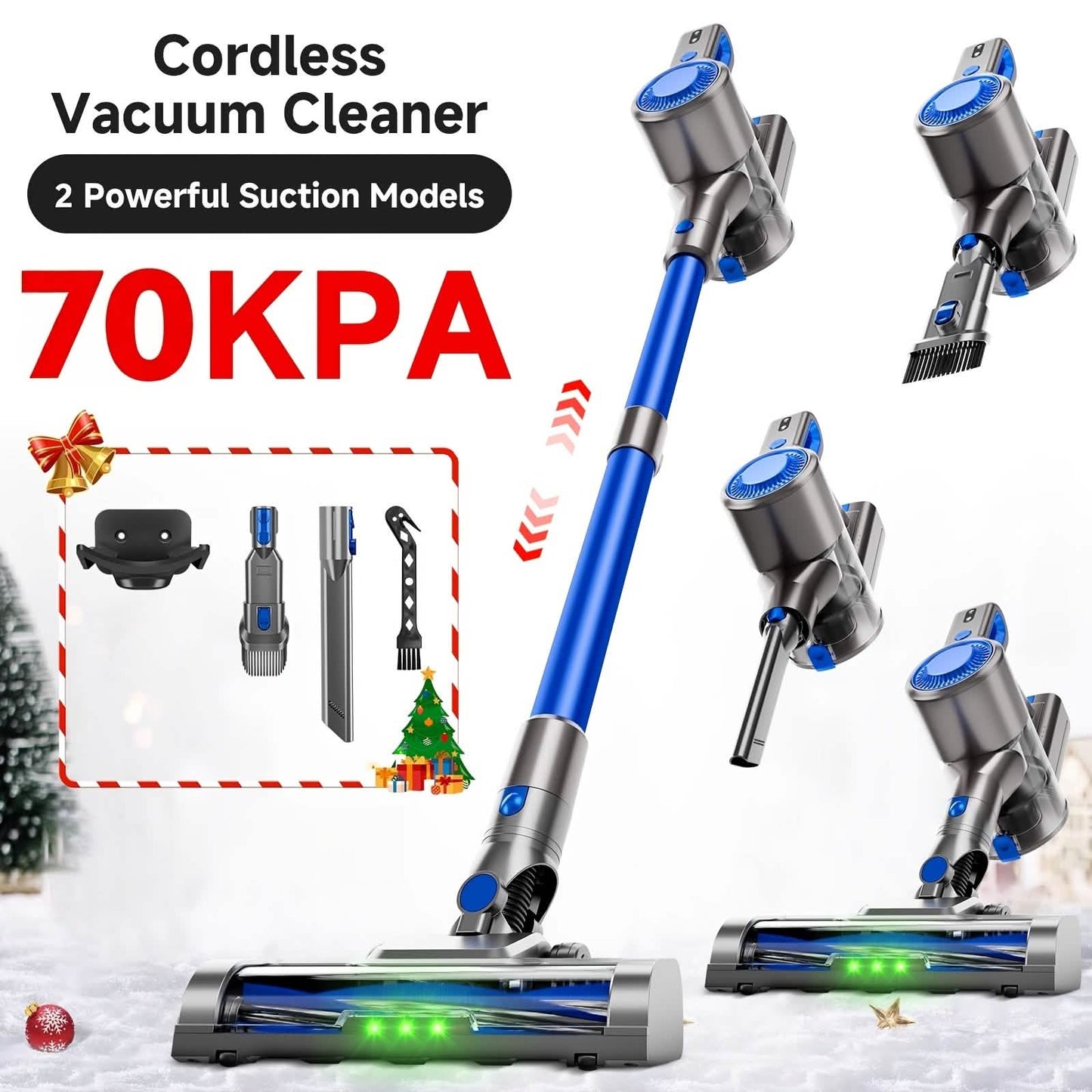 Cordless Vacuum Cleaner with LED Light & Removable Battery – Lightweight & Powerful