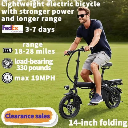 14" Folding Electric Bike – 48V, 19MPH, 28-Mile Range, 330LB Capacity