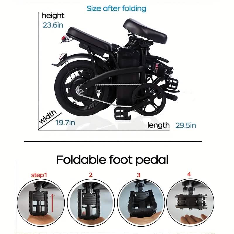 14" Folding Electric Bike – 48V, 19MPH, 28-Mile Range, 330LB Capacity
