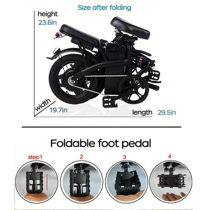 14" Folding Electric Bike – 48V, 19MPH, 28-Mile Range, 330LB Capacity