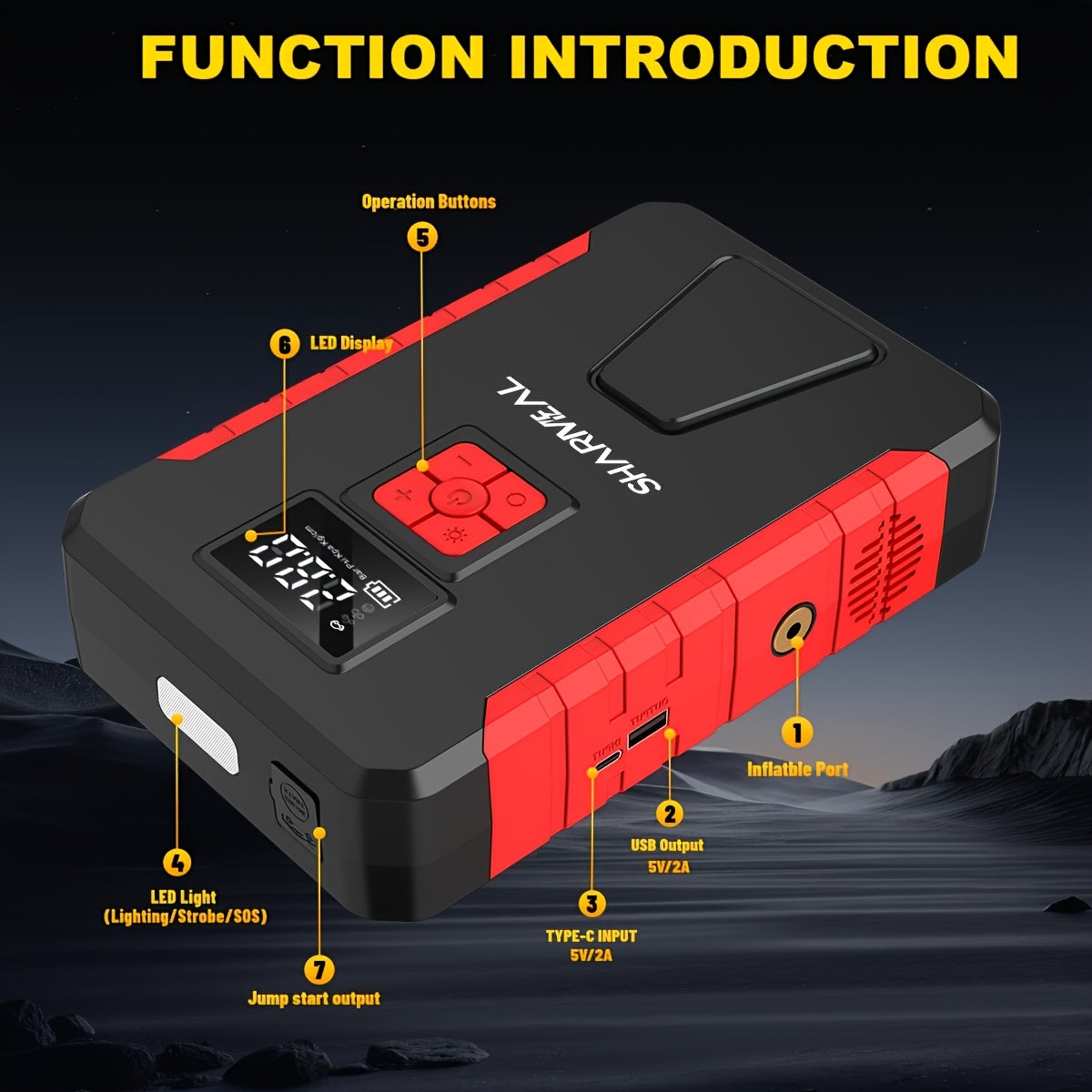 Portable Car Jump Starter with Air Compressor – 2-in-1 Emergency Kit