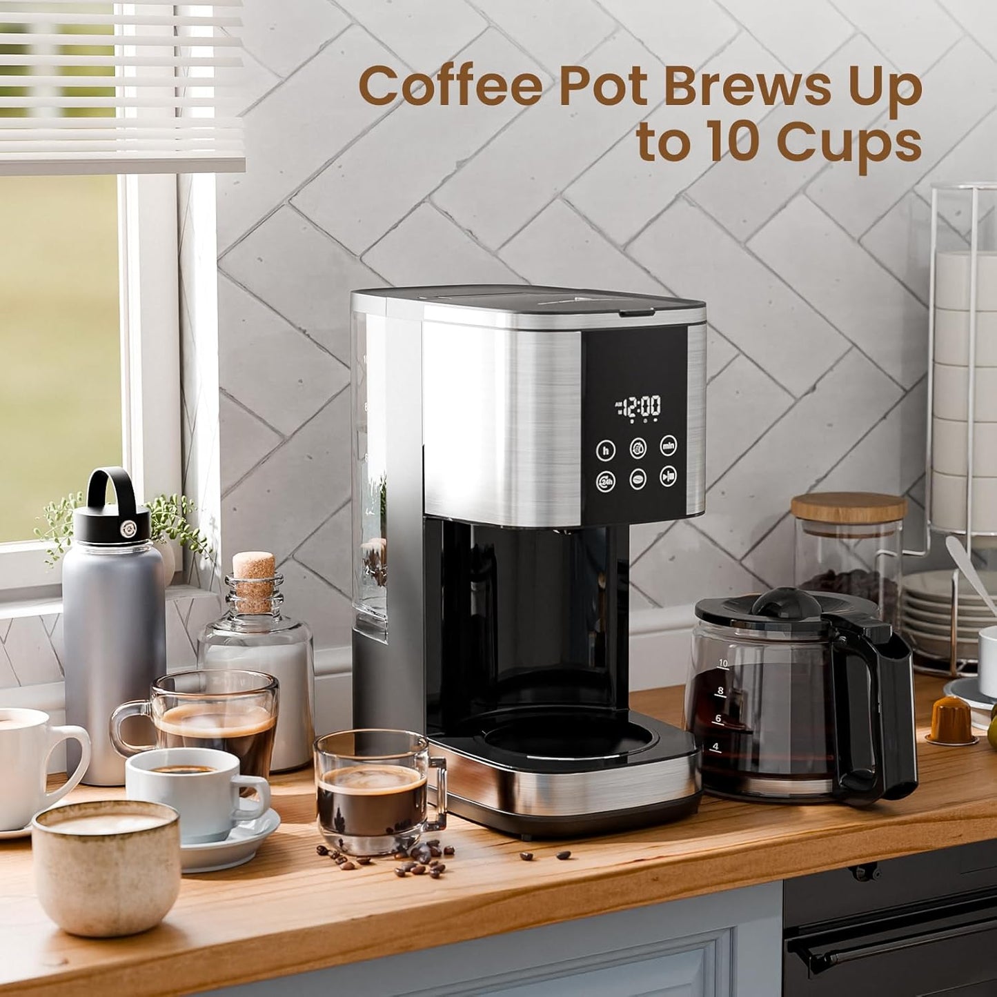 Kismile 10 Cup Drip Coffee maker with Led Display & Touch Screen CM3743
