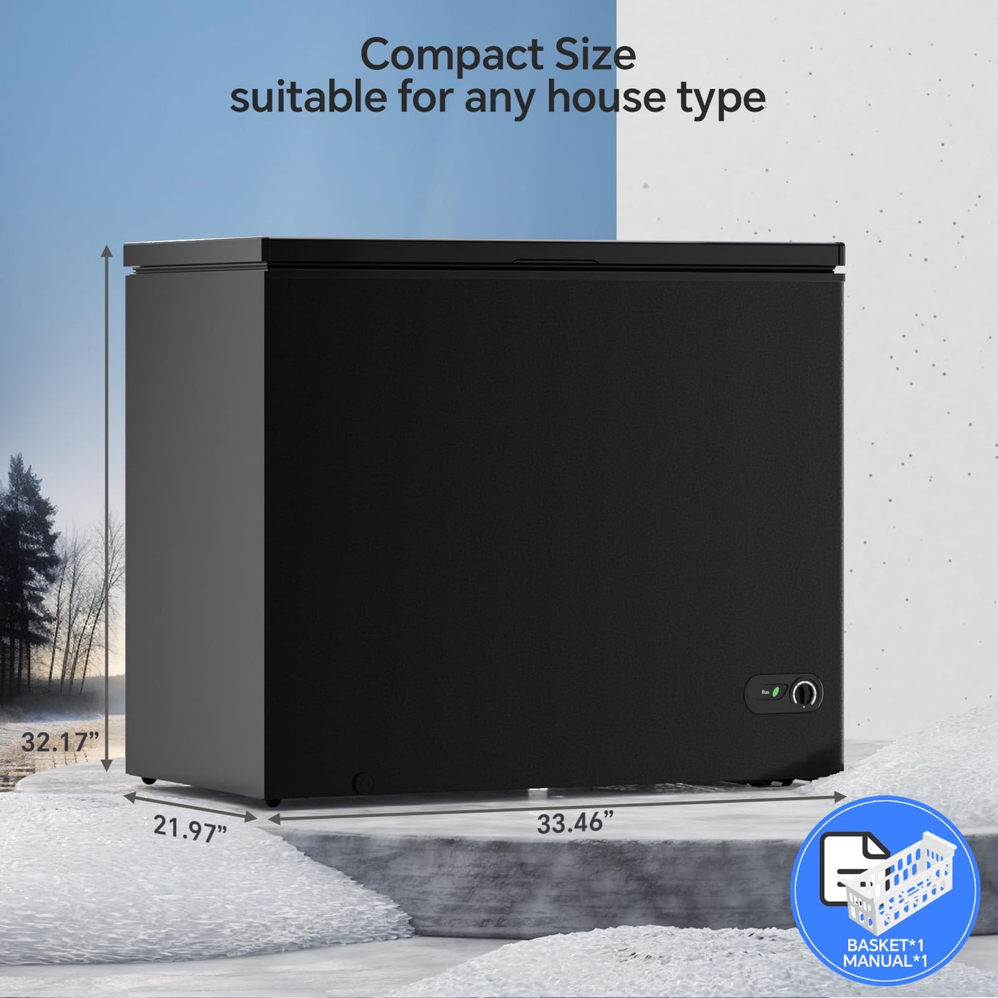 Kismile 7.0/3.5 Cubic Feet Chest Freezer with Removable Basket Free Standing